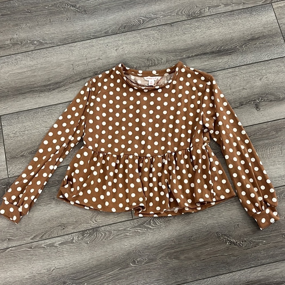 JOE Fresh X Jillian Harris Peplum Polka Dot Sweatshirt New  With Tags - Picture 3 of 3